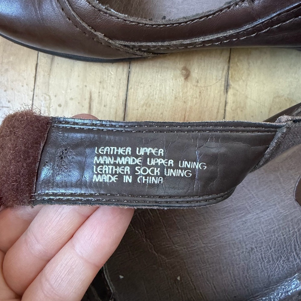 Earth Shoes Womens Sz 6.5 B Angelica Mary Jane Flats Brown Leather Hook And Loop - Picture 7 of 9